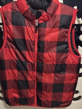 Red and Black Buffalo Plaid Puffer Vest